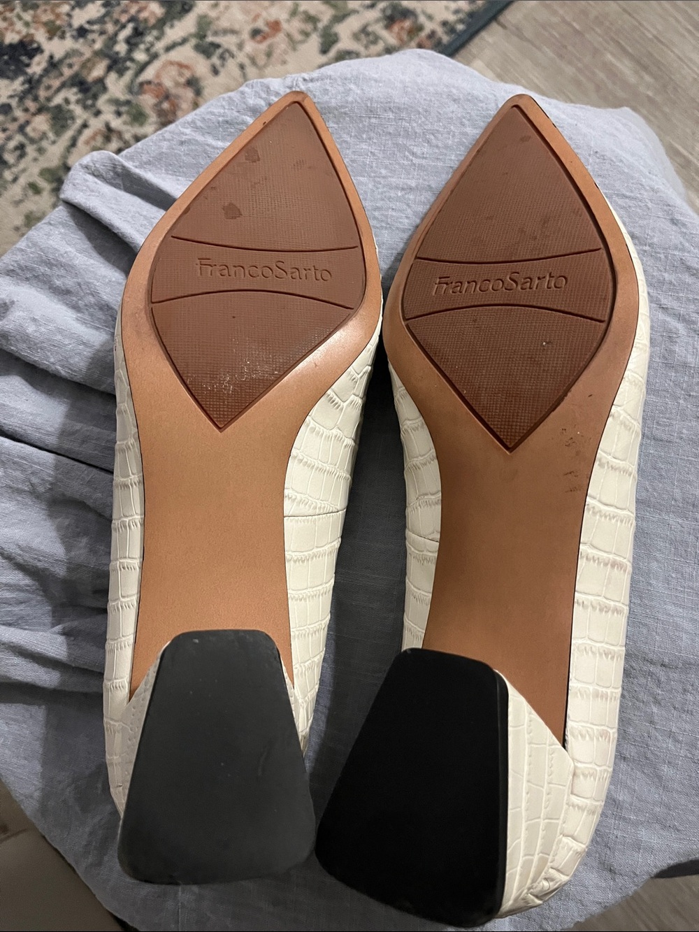 Franco Sarto Leather Croc-Embossed Shoes - Picture 10 of 12